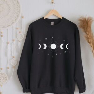 NEW Moon Phase Graphic Sweatshirt S-3X Black